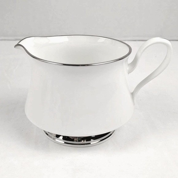 Vtg Oxford by Lenox Lexington Bone China Creamer White Platinum Trim USA Made - Picture 6 of 6